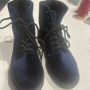 Dr. Martens Velvet Blue Boots